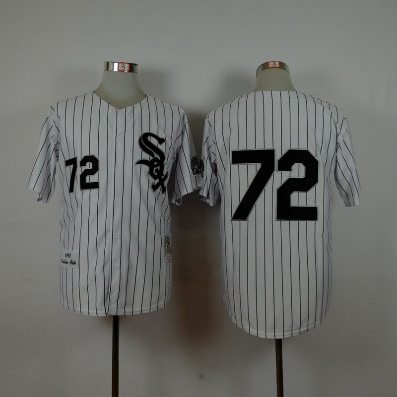 Men Chicago White Sox #72 Fisk White Throwback 1993 MLB Jerseys->youth mlb jersey->Youth Jersey